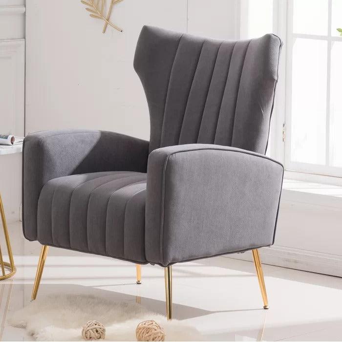 LÍNEA Wide Tufted Velvet Wingback Chair for Living Room - WoodenTwist