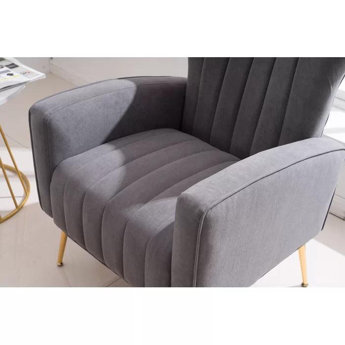 LÍNEA Wide Tufted Velvet Wingback Chair for Living Room - WoodenTwist