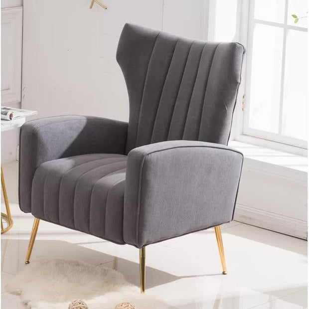 LÍNEA Wide Tufted Velvet Wingback Chair for Living Room - WoodenTwist