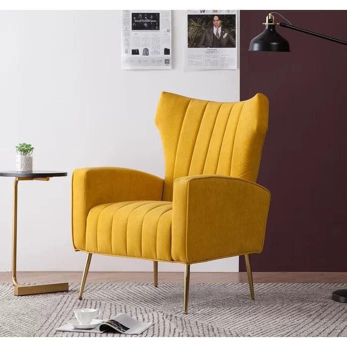 LÍNEA Wide Tufted Velvet Wingback Chair for Living Room - WoodenTwist