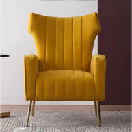 LÍNEA Wide Tufted Velvet Wingback Chair for Living Room - WoodenTwist