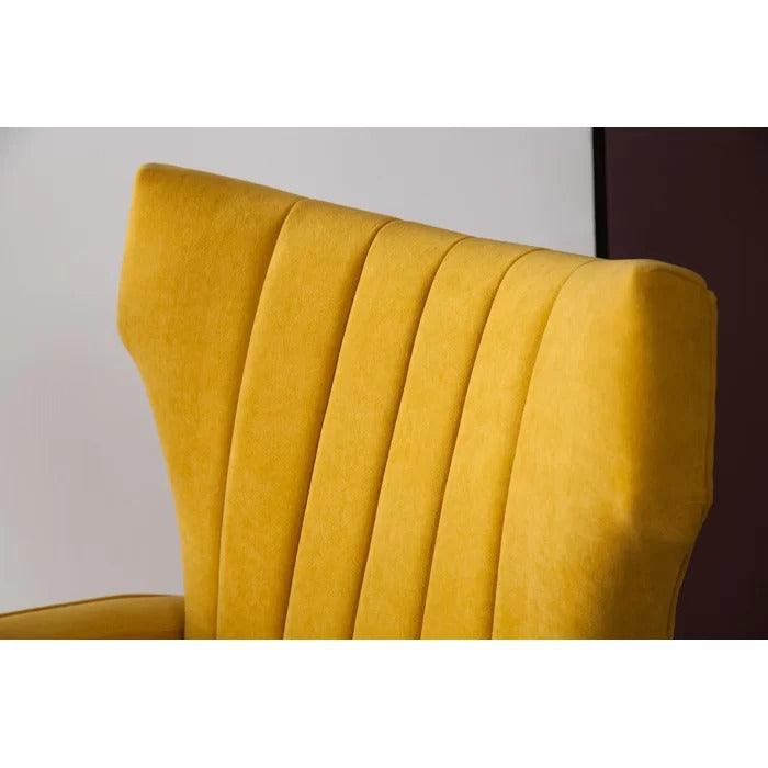 LÍNEA Wide Tufted Velvet Wingback Chair for Living Room - WoodenTwist