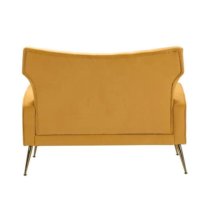 Wooden Square Arm Loveseat Wing Back Chair Set 2+1+1 (Metal Legs) - WoodenTwist