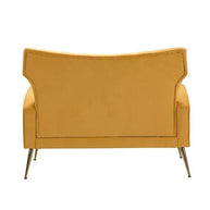 Wooden Square Arm Loveseat Wing Back Chair Set 2+1+1 (Metal Legs) - WoodenTwist