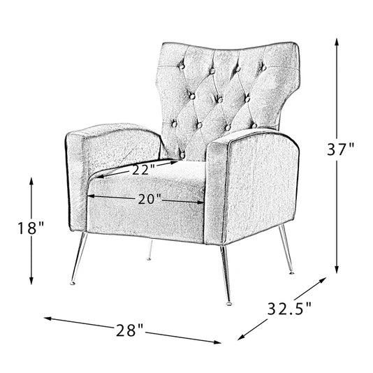 Wooden Square Arm Loveseat Wing Back Chair Set 2+1+1 (Metal Legs) - WoodenTwist