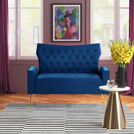Wooden Square Arm Loveseat Wing Back Chair Set 2+1+1 (Metal Legs) - WoodenTwist