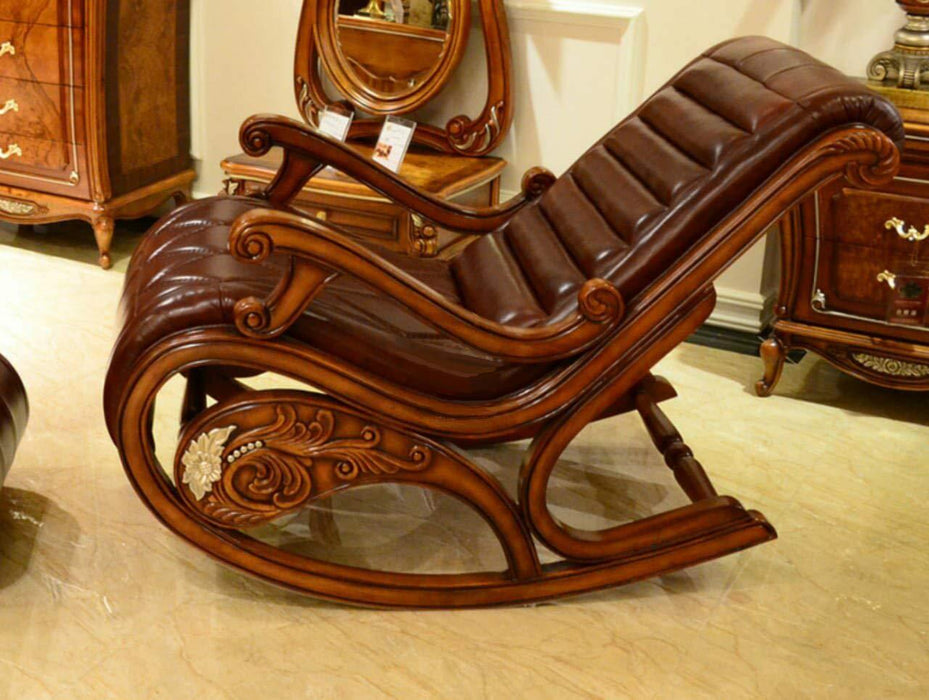Wooden Hand Carved Antique Rocking Chair - WoodenTwist
