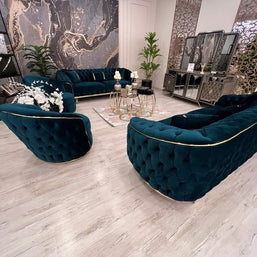 Royal Blue Modern Luxury Sectional Chesterfield Sofa Set 8 Seater - WoodenTwist