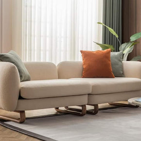 Modern Attractive Stylish 4 Seater Sofa For Lobby In Teak Finish (Beige) - WoodenTwist