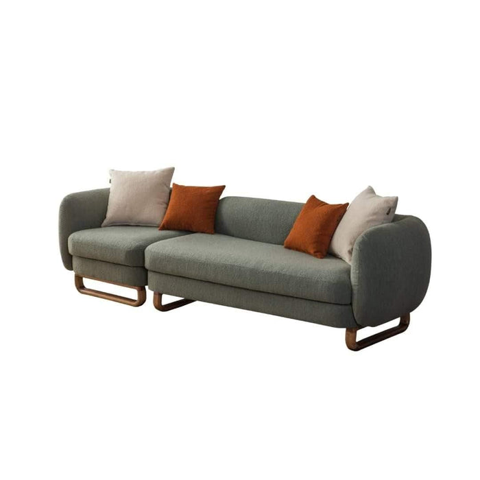 Modern Stylish Left-Side L Shape 8 Seater Sofa For Lobby In Teak Finish 5+3 with 1 Chair - WoodenTwist