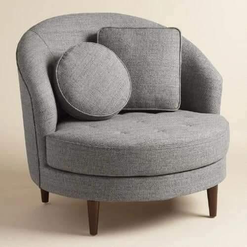 Buy Modern Round Seren Half Moon Chair with 2 Pillow (Grey) Online at