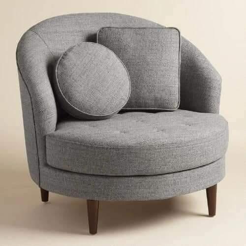 Modern Round Seren Half Moon Chair with 2 Pillow (Grey) - WoodenTwist