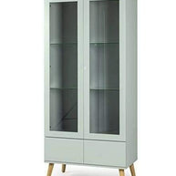 Wooden Closely Design Display Cabinet Two Doors with Two Drawers And Four Open Shelves - WoodenTwist