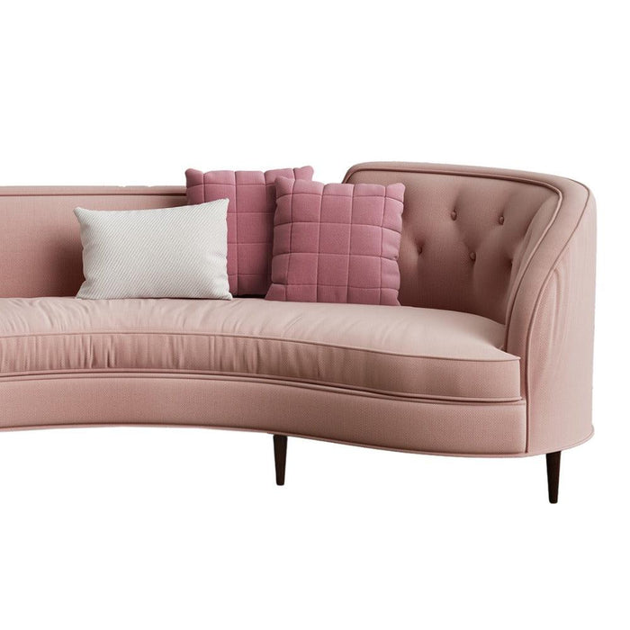 Modern Vintage Encompass Tufted Tropez 3 Seater Sofa with Four Cushion (Pink) - WoodenTwist