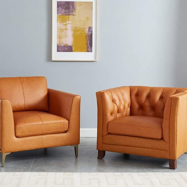 Handmade Grace Handy 1+1 Sofa Lounge Chair (Brown) - WoodenTwist