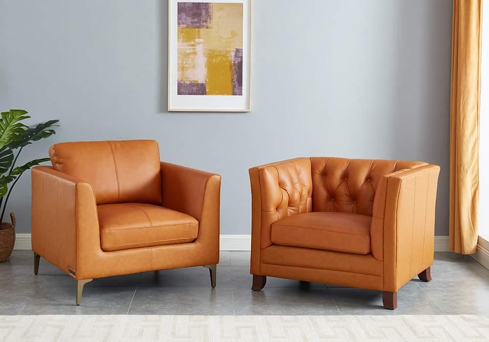 Handmade Grace Handy 1+1 Sofa Lounge Chair (Brown) - WoodenTwist