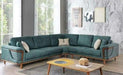 Modern Handmade Luxury Sectional Sofa Set 7 Seater with Table (Green) - WoodenTwist