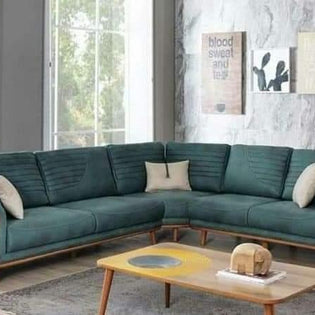 Modern Handmade Luxury Sectional Sofa Set 7 Seater with Table (Green) - WoodenTwist
