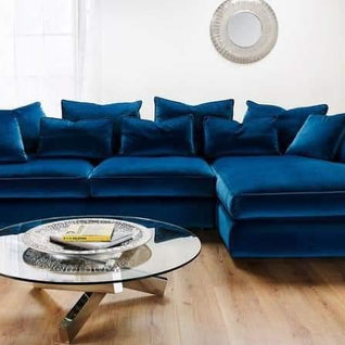 Modular Chaise Lounge Sectional Sofa Set 5 Seater (Blue) - WoodenTwist