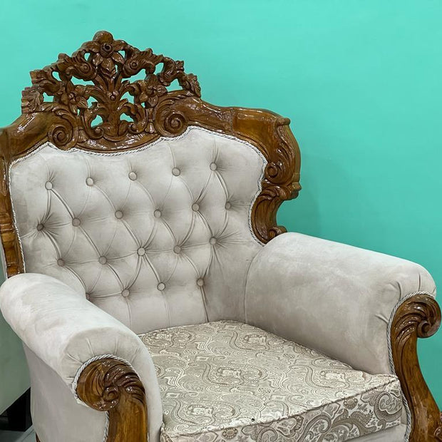 Wooden Hand Carved Glamor Sofa Set With End Table (Set of 3) - WoodenTwist