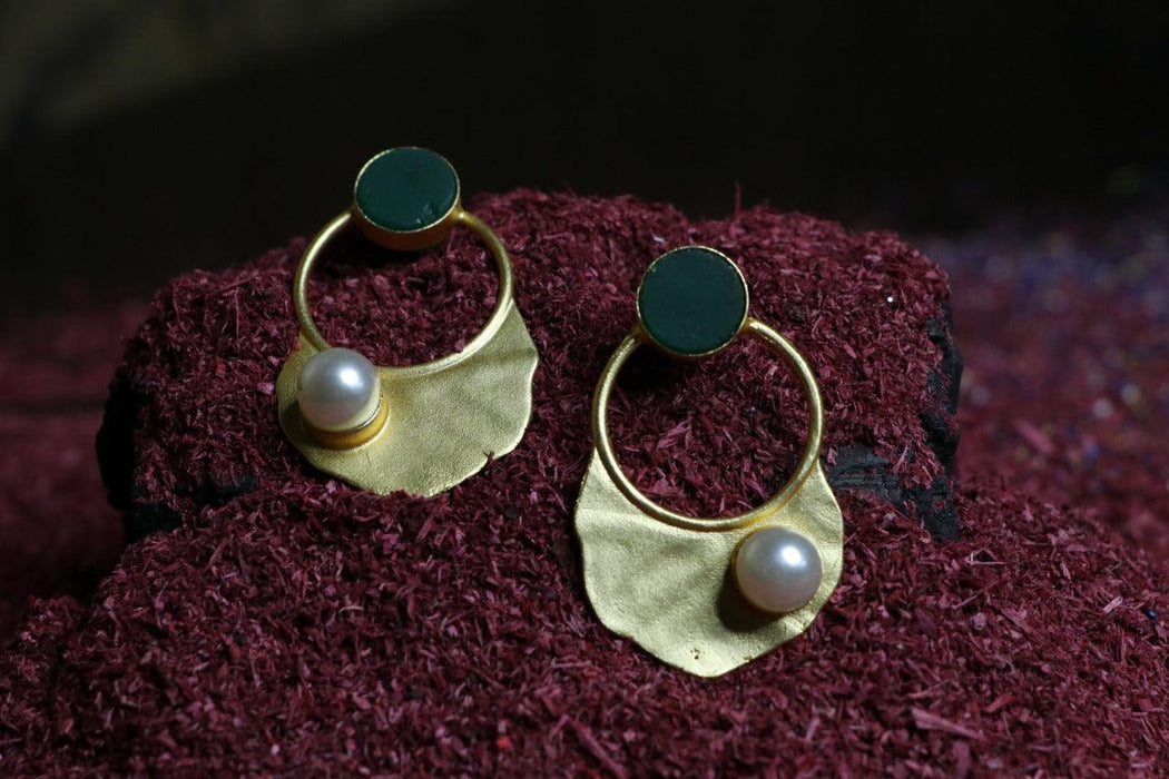 Green Stone Earrings - WoodenTwist