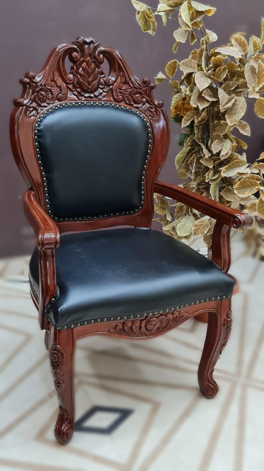 Wooden Handicrafts Arm Chair (Teak Wood) - WoodenTwist