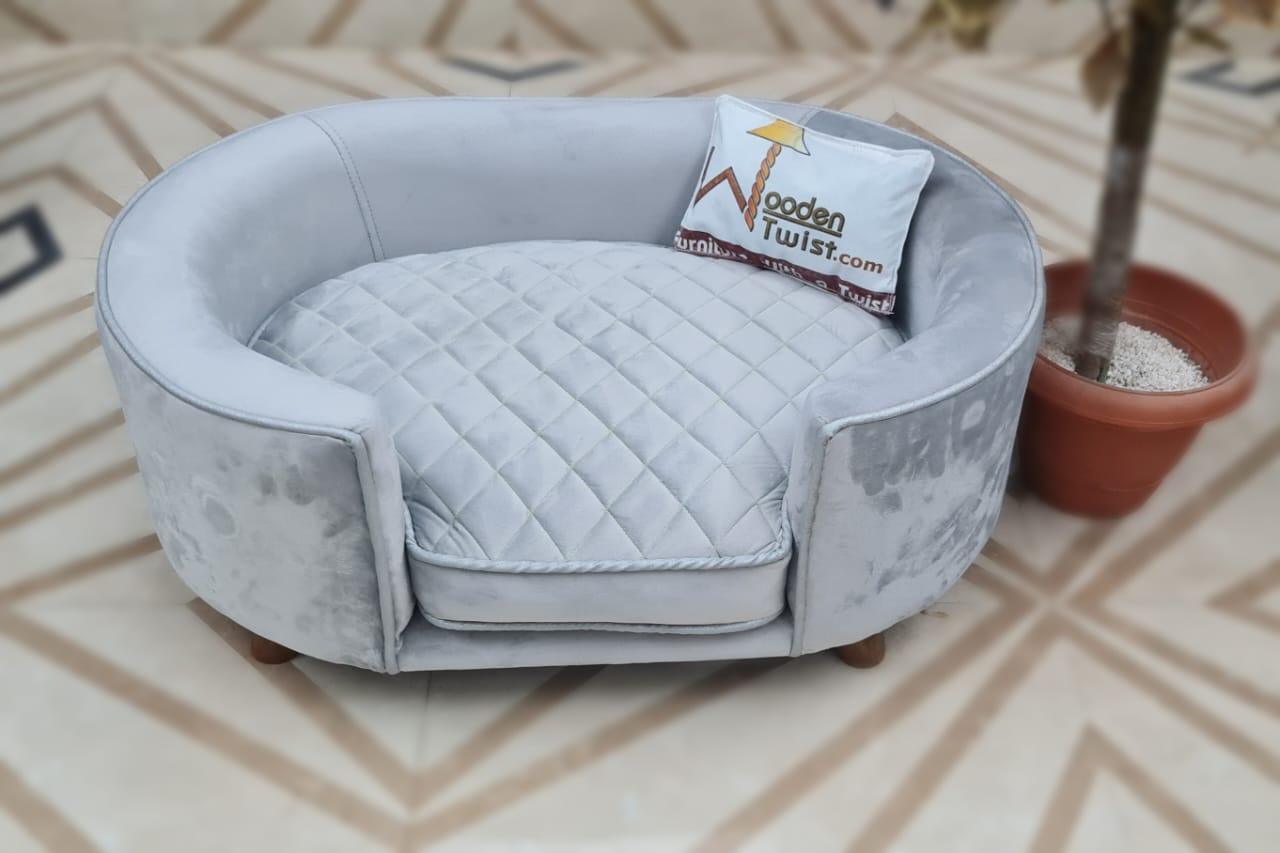 Wooden Handmade Modern Design Heise Dog Sofa (Grey) - WoodenTwist
