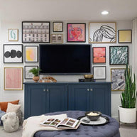 Wooden Twist Double Rectangular Teak Wood TV Cabinet with 2 Door ( Blue ) - WoodenTwist