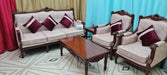 Wooden Twit Royal Hand Carved Teak Wood Sofa Set 3+1+1 with Center Table ( Brown ) - WoodenTwist