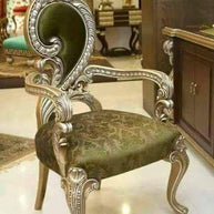 Royal Look Teak Wood Armrest Chair ( Golden Finish )
