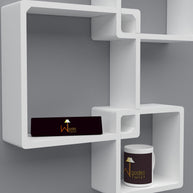 Rafuf Intersecting Floating Wall Shelves in White, front view