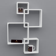 Rafuf Intersecting Floating Wall Shelves in White, wall mounted display