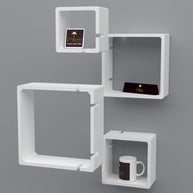 Rafuf Intersecting Floating Wall Shelves in White, close up detail