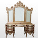 Royal Gold Luxury Hand Carved Wooden Teak Wood Dressing Table with Mirror - WoodenTwist