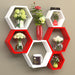 Hexagonal Shape Wooden Floating Wall Shelves (Set of 6) - WoodenTwist