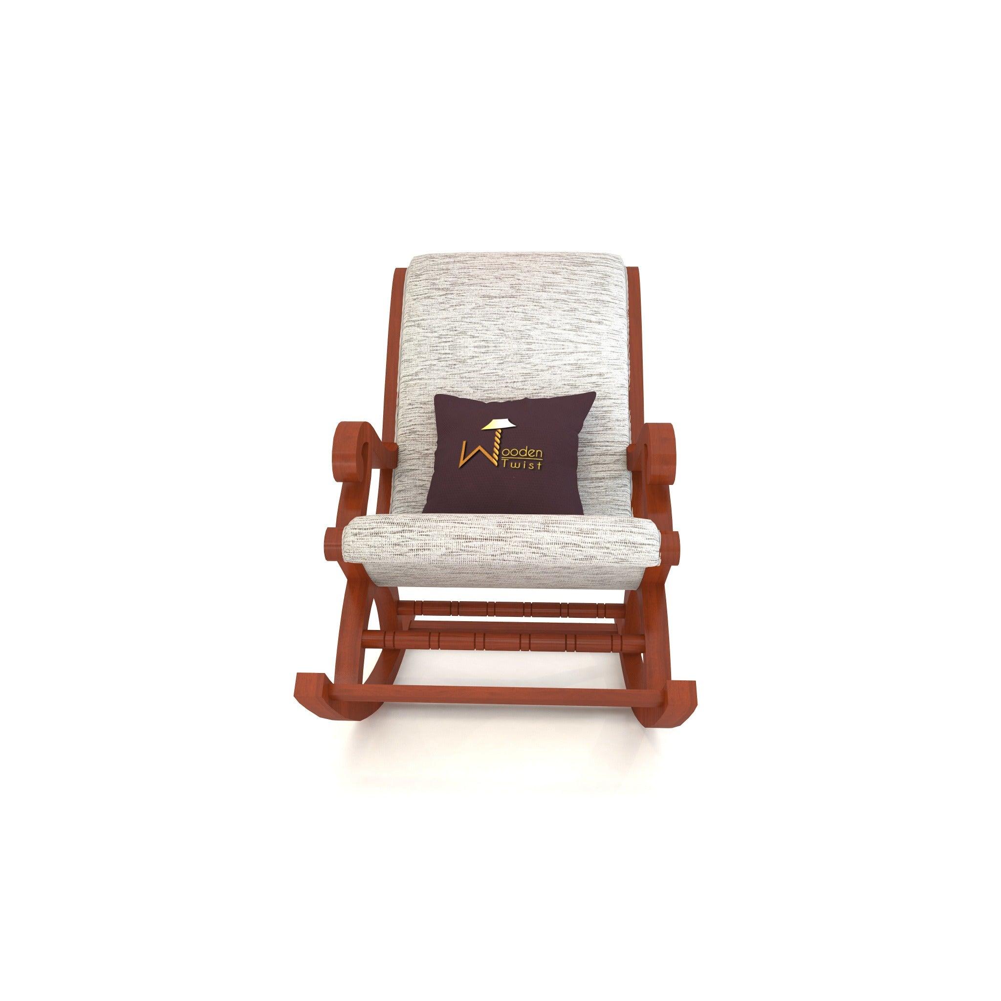 Wooden Twist Solid Wood Rocking Chair With Soft Cushion Designs - WoodenTwist