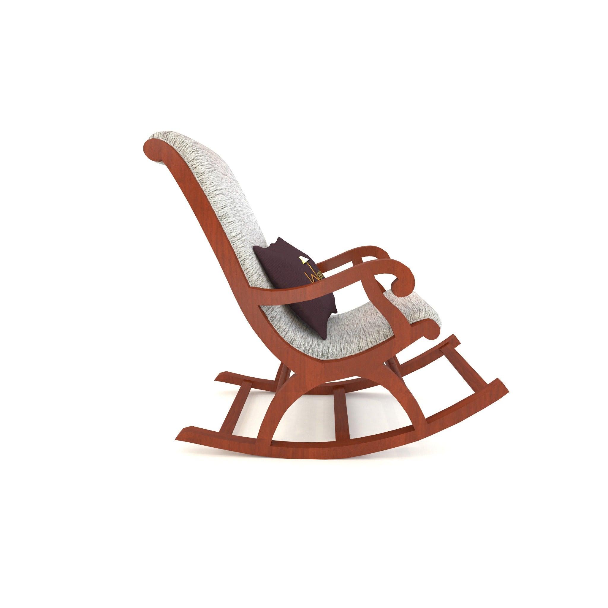 Wooden Twist Solid Wood Rocking Chair With Soft Cushion Designs - WoodenTwist