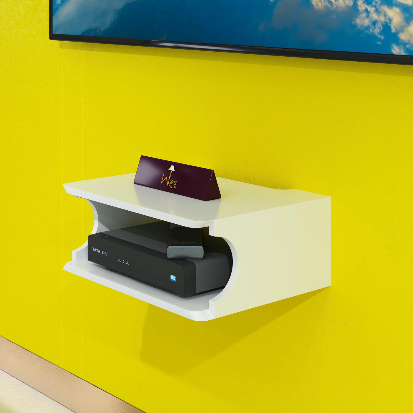 Buy MDF Beautiful Design Set top Box Wall Shelf Online Set Top Box