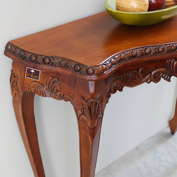 Wooden Hand Carved Beautiful Design Decor Royal Console Table (Teak Wood) - WoodenTwist