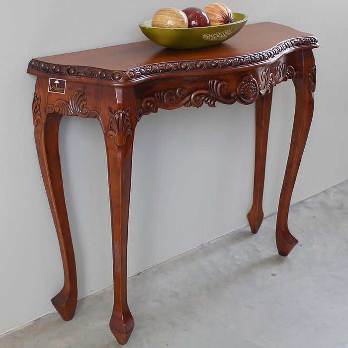 Exquisite Hand-Carved Teak Wood Console Table