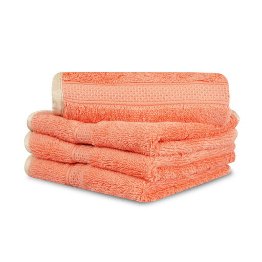 LUSH & BEYOND 100% Cotton 4 Piece Face Towel Set 500 GSM (Orange) - WoodenTwist