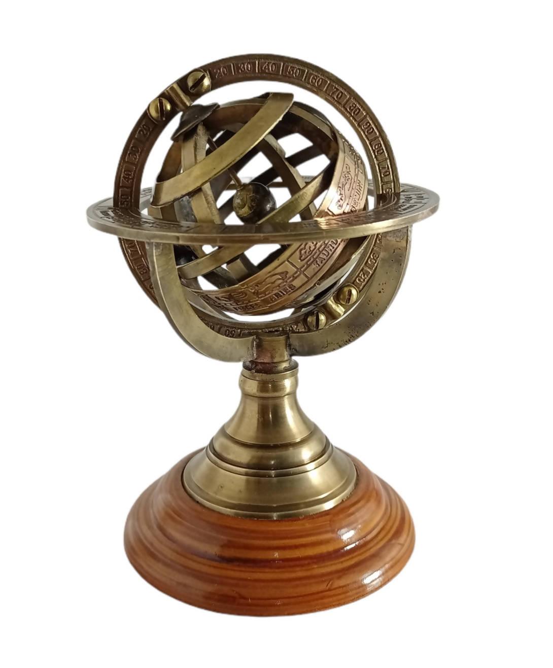 Brass Antique Style Brass Armillary Sphere Astrolabe Nautical Marine Tabletop - WoodenTwist