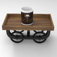 MDF Wood Rustic Beverage Serving Cart Trolley - top view