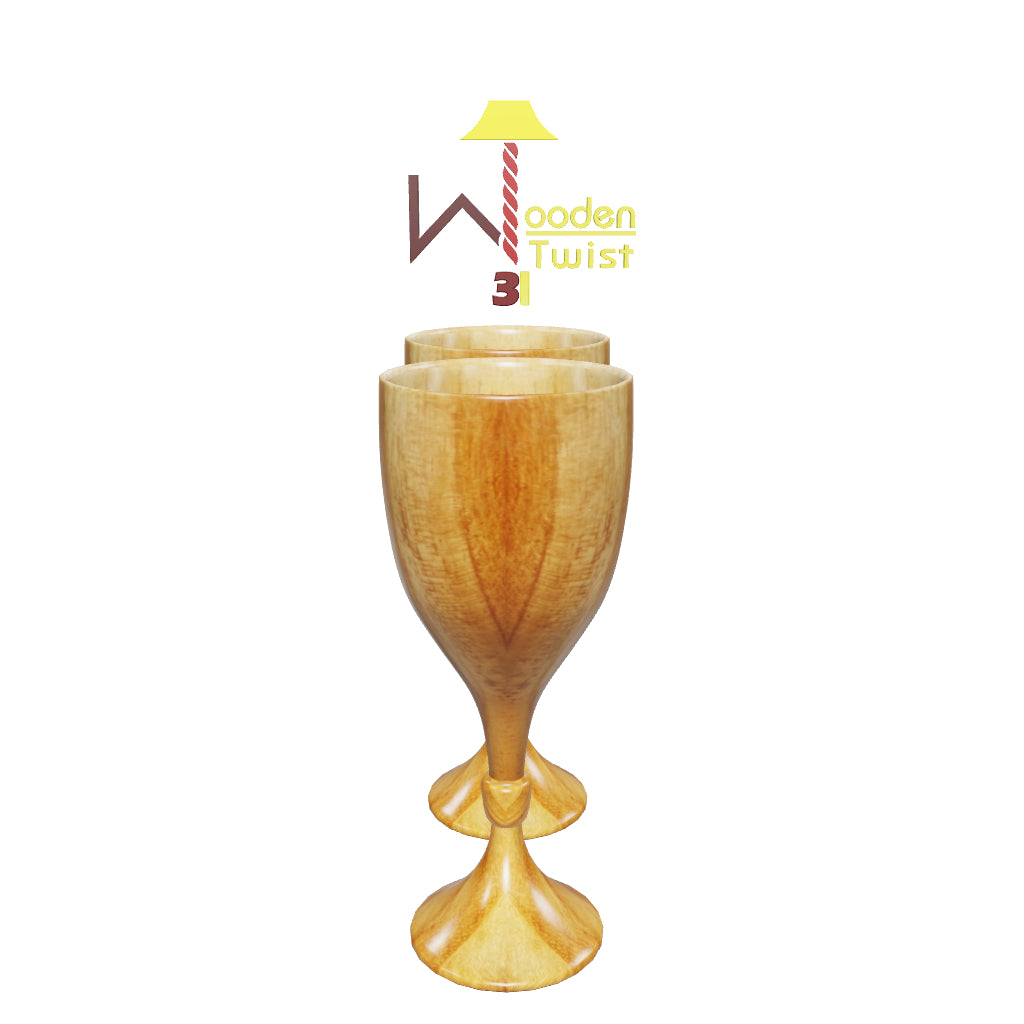 Royal Look Premium Wooden Glass In Teak Wood (Set of 2)