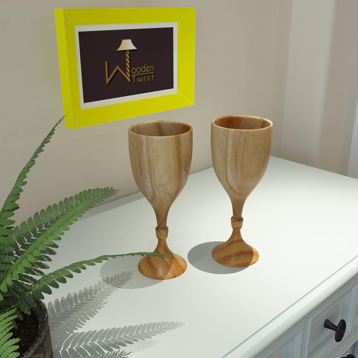 Royal Look Premium Wooden Glass In Teak Wood Set of 2 - WoodenTwist