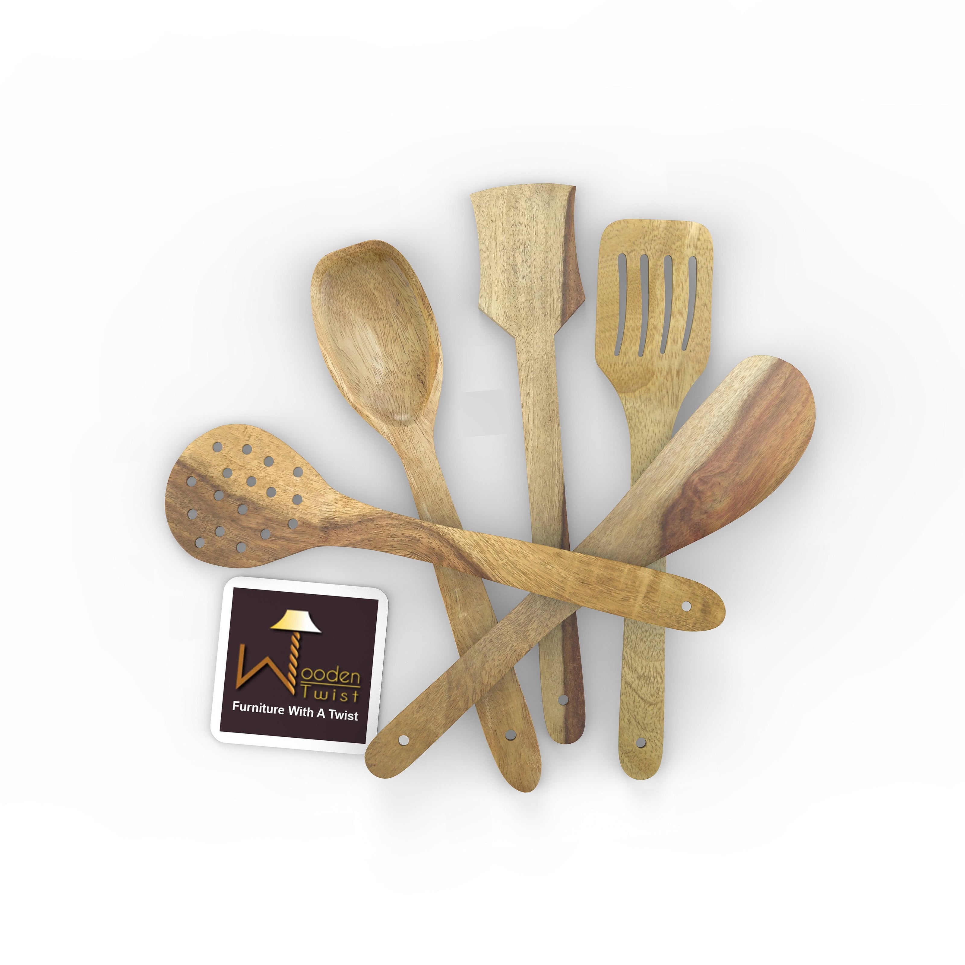 Handmade Wooden Spoons & Ladles Set of 5 - View 1 - WoodenTwist