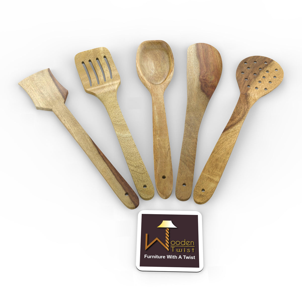 Handmade Wooden Spoons & Ladles Set of 5 - View 4 - WoodenTwist