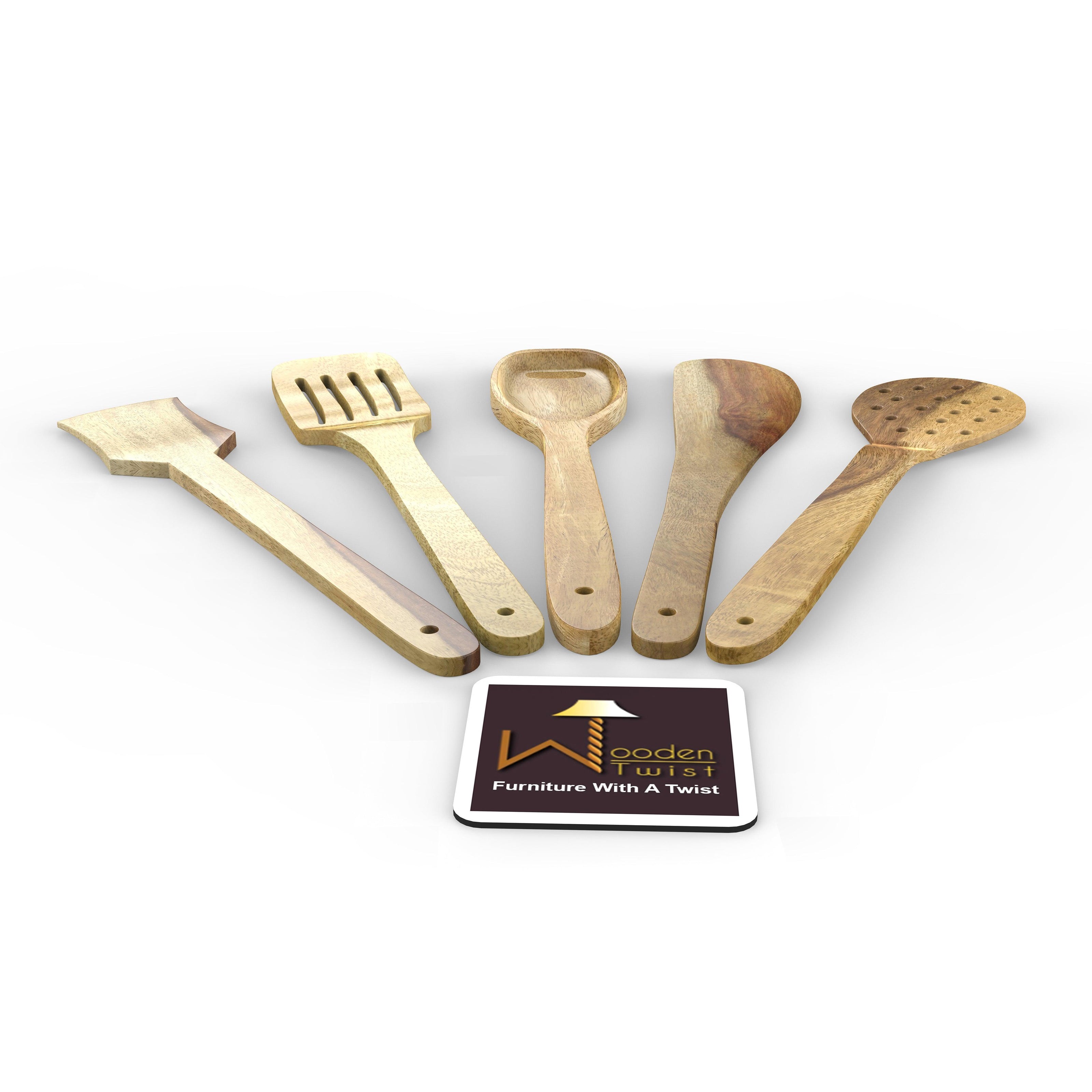 Handmade Wooden Spoons & Ladles Set of 5 - View 3 - WoodenTwist