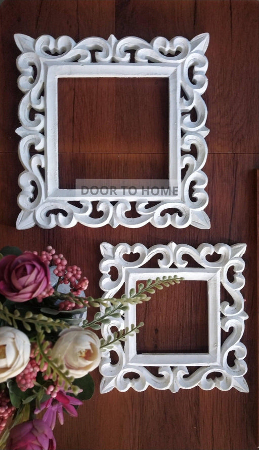 White Square Wall Décor Frames (Set of 2) - WoodenTwist