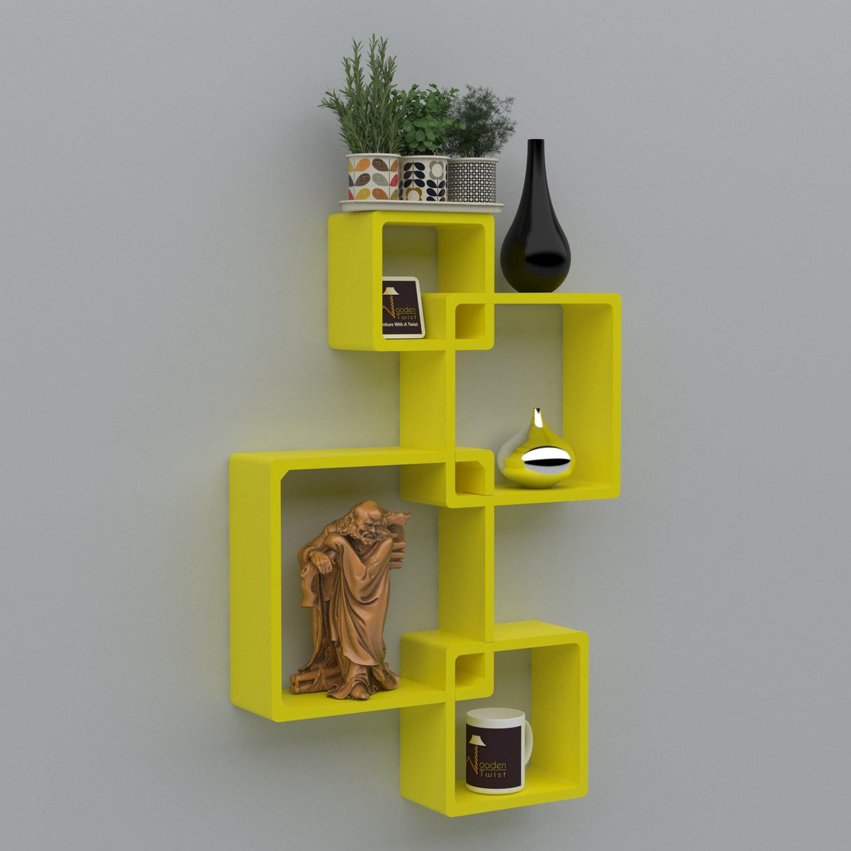 Rafuf Intersecting Floating Wall Shelves with 4 Shelves - WoodenTwist